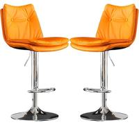 LMMSHA Bar Stools Set of Bar-Stool Chairs with Back and Thick Sponge 60 80cm Adjustable Height for Pub Kitchen Counter(F,Silver Leg)