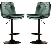 LMMSHA Bar Stools Set of Bar-Stool Chairs with Back and Thick Sponge 60 80cm Adjustable Height for Pub Kitchen Counter(B,Black Leg)