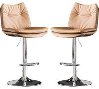 LMMSHA Bar Stools Set of Bar-Stool Chairs with Back and Thick Sponge 60 80cm Adjustable Height for Pub Kitchen Counter(G,Silver Leg)