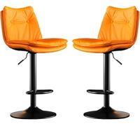 LMMSHA Bar Stools Set of Bar-Stool Chairs with Back and Thick Sponge 60 80cm Adjustable Height for Pub Kitchen Counter(F,Black Leg)