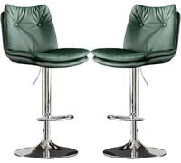 LMMSHA Bar Stools Set of Bar-Stool Chairs with Back and Thick Sponge 60 80cm Adjustable Height for Pub Kitchen Counter(B,Silver Leg)