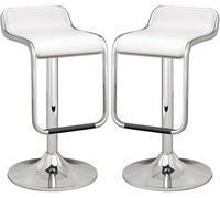 LMMSHA Bar Stools Set of PU Leather Bar-stools Counter Height Stool with Back Adjustable from to 32 for Kitchen Bank(White)