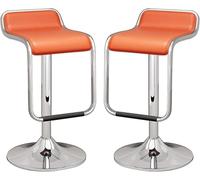 LMMSHA Bar Stools Set of PU Leather Bar-stools Counter Height Stool with Back Adjustable from to 32 for Kitchen Bank(Orange)