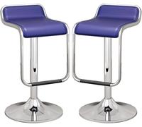 LMMSHA Bar Stools Set of PU Leather Bar-stools Counter Height Stool with Back Adjustable from to 32 for Kitchen Bank(Blue)
