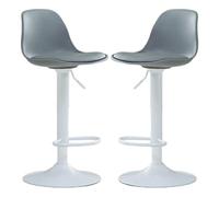 LMMSHA Bar Stools Swivel Kitchen Island Counter Height Armless Chairs with Back and Footrest, Breakfast Set of 2,(Grey)