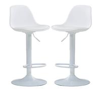 LMMSHA Bar Stools Swivel Kitchen Island Counter Height Armless Chairs with Back and Footrest, Breakfast Set of 2,(White)