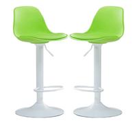 LMMSHA Bar Stools Swivel Kitchen Island Counter Height Armless Chairs with Back and Footrest, Breakfast Set of 2,(Green)