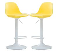 LMMSHA Bar Stools Swivel Kitchen Island Counter Height Armless Chairs with Back and Footrest, Breakfast Set of 2,(Yellow)