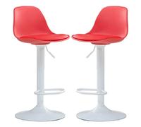 LMMSHA Bar Stools Swivel Kitchen Island Counter Height Armless Chairs with Back and Footrest, Breakfast Set of 2,(Red)