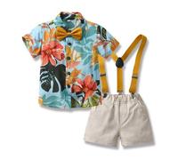 LMMSHA Boy Summer Outfits Hawaiian Toddler Infant Kids Gentleman Jumpsuit Clothes Suit Beach Vacation Party Shirt Shorts Set