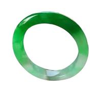 LMMSHA Bracelets,Jade Bangle Bracelet for Women Green and White Floating Flowers Handmade Jadeite Bracelet(62mm)