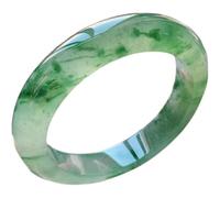 LMMSHA Bracelets,Jade Bangle Bracelet for Women Ice Green Floating Flowers(60mm)