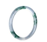 LMMSHA Bracelets,Jade Bangle Bracelet for Women, White Green Floating Flowers Thin Round Quartzite Jade Bangle(64mm)