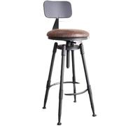 LMMSHA Breakfast Chairs Liftable Bar Chair, Retro Stool with Backrest, Milk Tea Shop Cafe, Wrought Iron High Kitchen(E)