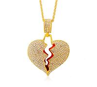 LMMSHA Broken Heart Unisex Hip Hop Necklace Personalized Casual Trendy Anniversary Valentine's Day Party