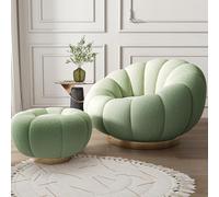 LMMSHA Chairs Swivel Accent Sofa Round Back Barrel with Ottoman, Leisure Arm Chair for Hotel Living Room Bedroom Office