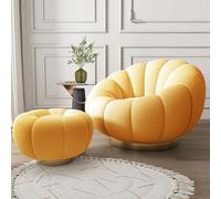 LMMSHA Chairs Swivel Accent Sofa Round Back Barrel with Ottoman, Leisure Arm Chair for Hotel Living Room Bedroom Office