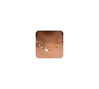 LMMSHA Colorful Beaded Girls - Trendy Handmade Choker with Stainless Steel Letter Charm Heart Pendant, Bohemian Initial Necklace Jewelry Gift for Women and