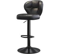 LMMSHA Compact Swivel Bar Stools 62 82cm Adjustable Counter Height Faux Leather Upholstered Chairs with Back for(Black,Black Legs)
