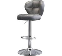 LMMSHA Compact Swivel Bar Stools 62 82cm Adjustable Counter Height Faux Leather Upholstered Chairs with Back for(Grey,Silver Legs)