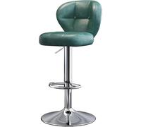 LMMSHA Compact Swivel Bar Stools 62 82cm Adjustable Counter Height Faux Leather Upholstered Chairs with Back for(Green,Silver Legs)