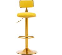 LMMSHA Counter Bar Stools for Kitchens，Lifting Adjust Kitchen Island with Back, Degree Swivel Seat Velvet(Yellow)