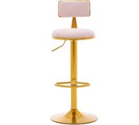 LMMSHA Counter Bar Stools for Kitchens，Lifting Adjust Kitchen Island with Back, Degree Swivel Seat Velvet(Pink)