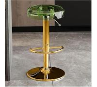 LMMSHA Counter Height Bar-stools Clear Acrylic Bar Stools Adjustable Dining Chairs for Kitchen(Green,Gold Lifting Rod)