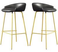 LMMSHA Counter Height Bar Stools Set of Upholstered Bar-stools with Backs and Metal Legs 65 75cm H Seat Faux Leather Kitchen(D,65cm/25.5inch)