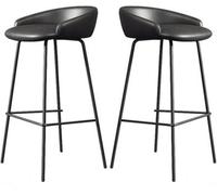 LMMSHA Counter Height Bar Stools Set of Upholstered Bar-stools with Backs and Metal Legs 65 75cm H Seat Faux Leather Kitchen(I,65cm/25.5inch)
