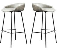 LMMSHA Counter Height Bar Stools Set of Upholstered Bar-stools with Backs and Metal Legs 65 75cm H Seat Faux Leather Kitchen(H,75cm/29.5inch)