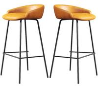 LMMSHA Counter Height Bar Stools Set of Upholstered Bar-stools with Backs and Metal Legs 65 75cm H Seat Faux Leather Kitchen(G,75cm/29.5inch)