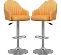 LMMSHA Counter Height Stools Bar Set of 2,Swivel Bar-stools with Back and Footrest,Adjustable PU Leather Stool, Home Kitchen Breakfast Chair(Lh-03)