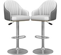 LMMSHA Counter Height Stools Bar Set of 2,Swivel Bar-stools with Back and Footrest,Adjustable PU Leather Stool, Home Kitchen Breakfast Chair(Lh-06)
