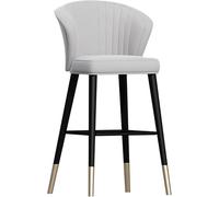 LMMSHA Counter Height Stools Bar Velvet Kitchen Chairs with Wrought Iron Legs Upholstered Backrest Breakfast Dining for Island/Restaurant/Pub(Grey,75cm)