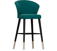 LMMSHA Counter Height Stools Bar Velvet Kitchen Chairs with Wrought Iron Legs Upholstered Backrest Breakfast Dining for Island/Restaurant/Pub(Green,75cm)