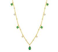 LMMSHA Crystal Heart Silver Green Zircon Necklace Women Exquisite Gold Cnecklace The for Women/Silver Color