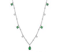 LMMSHA Crystal Heart Silver Green Zircon Necklace Women Exquisite Gold Cnecklace The for Women/Silver Color