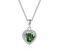 LMMSHA D Color Moissanite Heart Pendant Necklaces for Women - White/Green/Pink