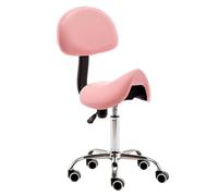 LMMSHA Dental Hygienist with Back Support, Ergonomic Saddle Seat Rolling Facial Salon Kitchen Chair, Home Office Music Paint Work Stool (Color Pink)