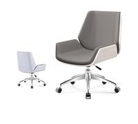 LMMSHA Executive No Wheels Office Mid-Back Swivel Adjustable Height Tilt Back Computer Chair PU Leather Desk Chair,B