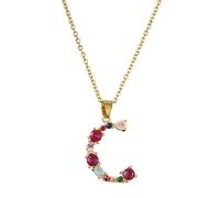 LMMSHA Fashion Purple Red Green Yellow Crystal A-Z Letter Pendants and Necklaces Color Necklace For Women