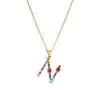 LMMSHA Fashion Purple Red Green Yellow Crystal A-Z Letter Pendants and Necklaces Color Necklace For Women