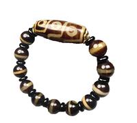 LMMSHA Feng Shui Black Obsidian Wealth Bracelet， Bracelet,Beaded Bracelets, Agate Nine Eyes Dzi Bead Bracelet Men and Women Jewelry