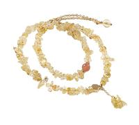 LMMSHA Feng Shui Bracelet,Citrine Bracelet Nugget Beads Feng Shui Wealth Bracelet Chakra Positivity Luxurious Vacation Jewelry Crystal Bracelet Easy to Adjust Silicon Buckle Prosperity Luck Money