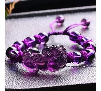 LMMSHA Feng Shui Bracelet,Feng Shui Amethyst Bracelet Braided Bracelet Adjustable Bracelet Feng Shui Wealth Beaded Bracelet for Women Transfer Attracting Wealth(10mm)