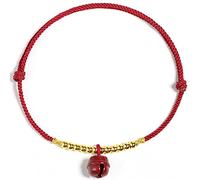 LMMSHA Feng Shui Bracelet,Feng Shui Anklet Red String Ankle Bracelet Cinnabar Bell Pendant Lucky Charm Bracelet Handmade Cord Foot Bracelet Adjustable Fortune Amulet Jewelry Women Anklet(Dark Red)