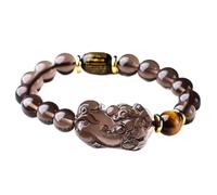 LMMSHA Feng Shui Bracelet,Feng Shui Black Obsidian Bracelet Ice Seed Obsidian Agate Heart Sutra Bracelet Couple Attract Wealth for Good Fortune Courageous Lucky Wealth(Black,12MM)
