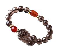 LMMSHA Feng Shui Bracelet,Feng Shui Black Obsidian Bracelet Ice Seed Obsidian Agate Heart Sutra Bracelet Couple Attract Wealth for Good Fortune Courageous Lucky Wealth(Red,12MM)