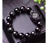 LMMSHA Feng Shui Bracelet,Feng Shui Black Obsidian Dragon Wealth Bracelet Authentic Jewelry Chakra Crystal Amulet Lucky Wealth Ward Off Bracelet Gifts for Women Men(16mm)